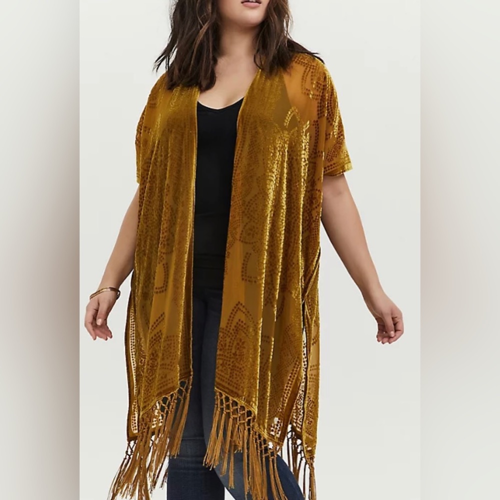 TORRID BURNOUT VELVET KIMONO